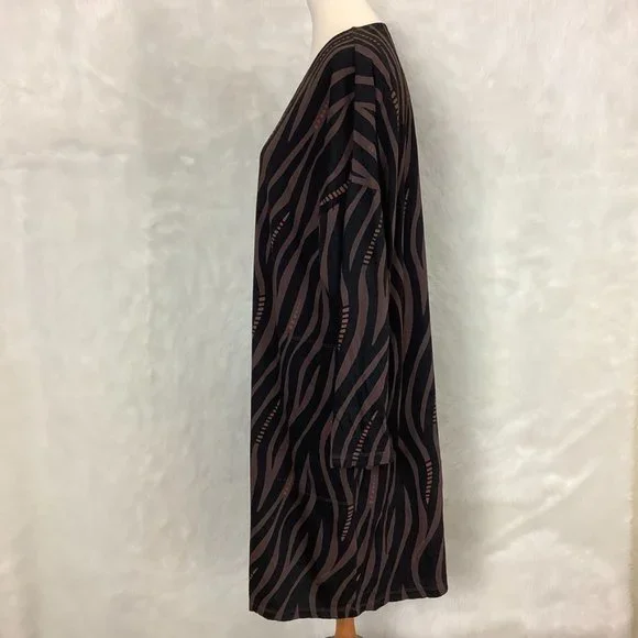 Gudrun Sjoden Brown & Black Wavy Stripe Long Sleeve Dress - Picture 3 of 7